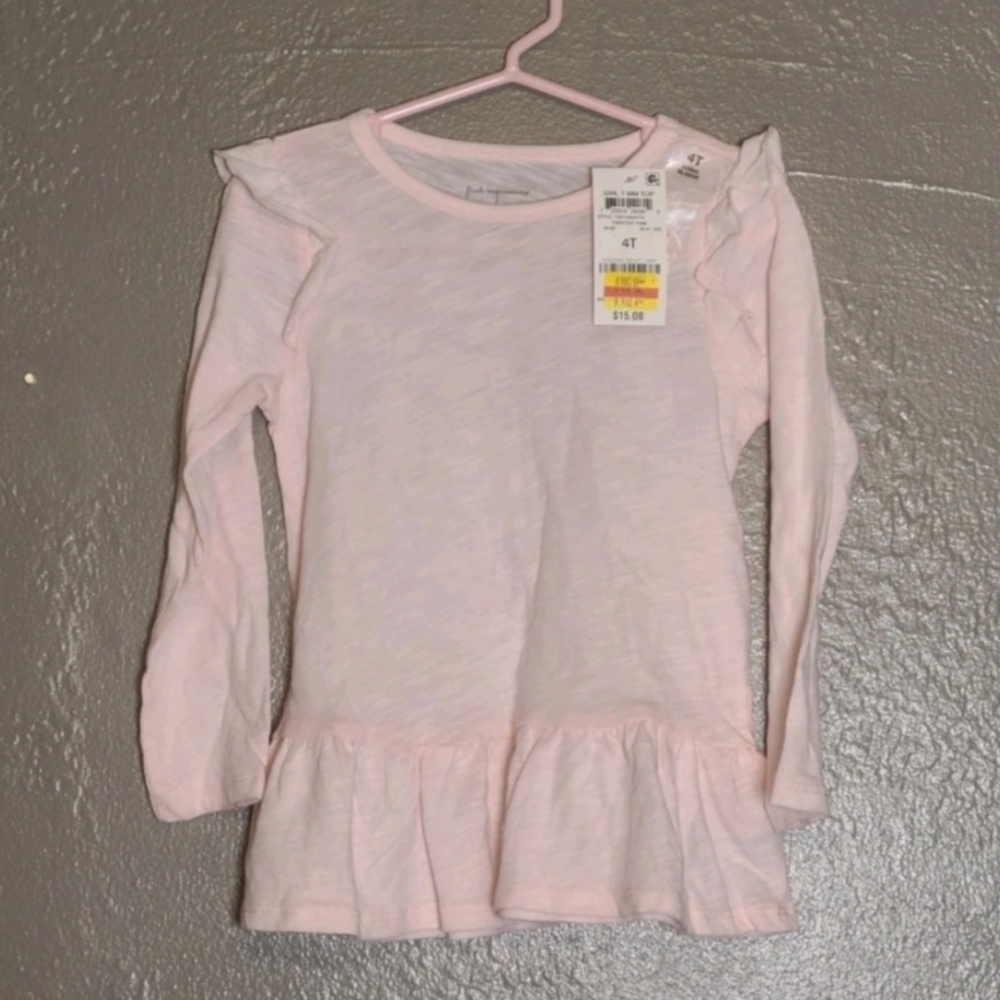 First Impressions Cute & Adorable Ruffled Pink Long Sleeve Kids Top NWT Size 4T - Picture 9 of 9